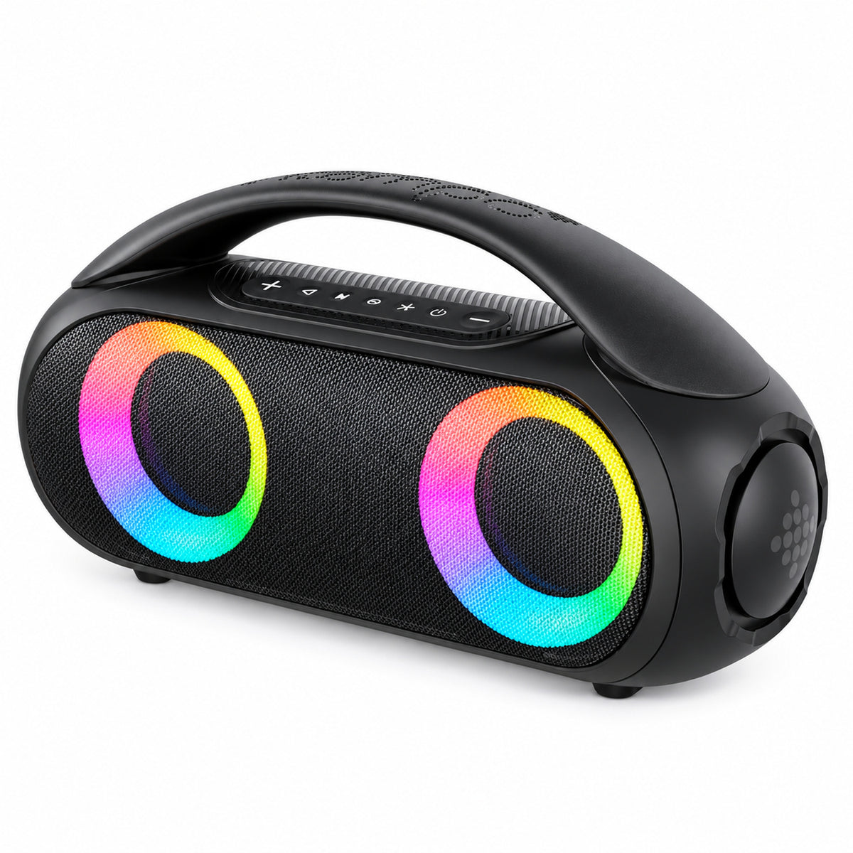 20W Portable Bluetooth Speaker with RGB Light Rings, Black