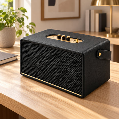30W Retro Bluetooth Speaker with Carry Strap, Black