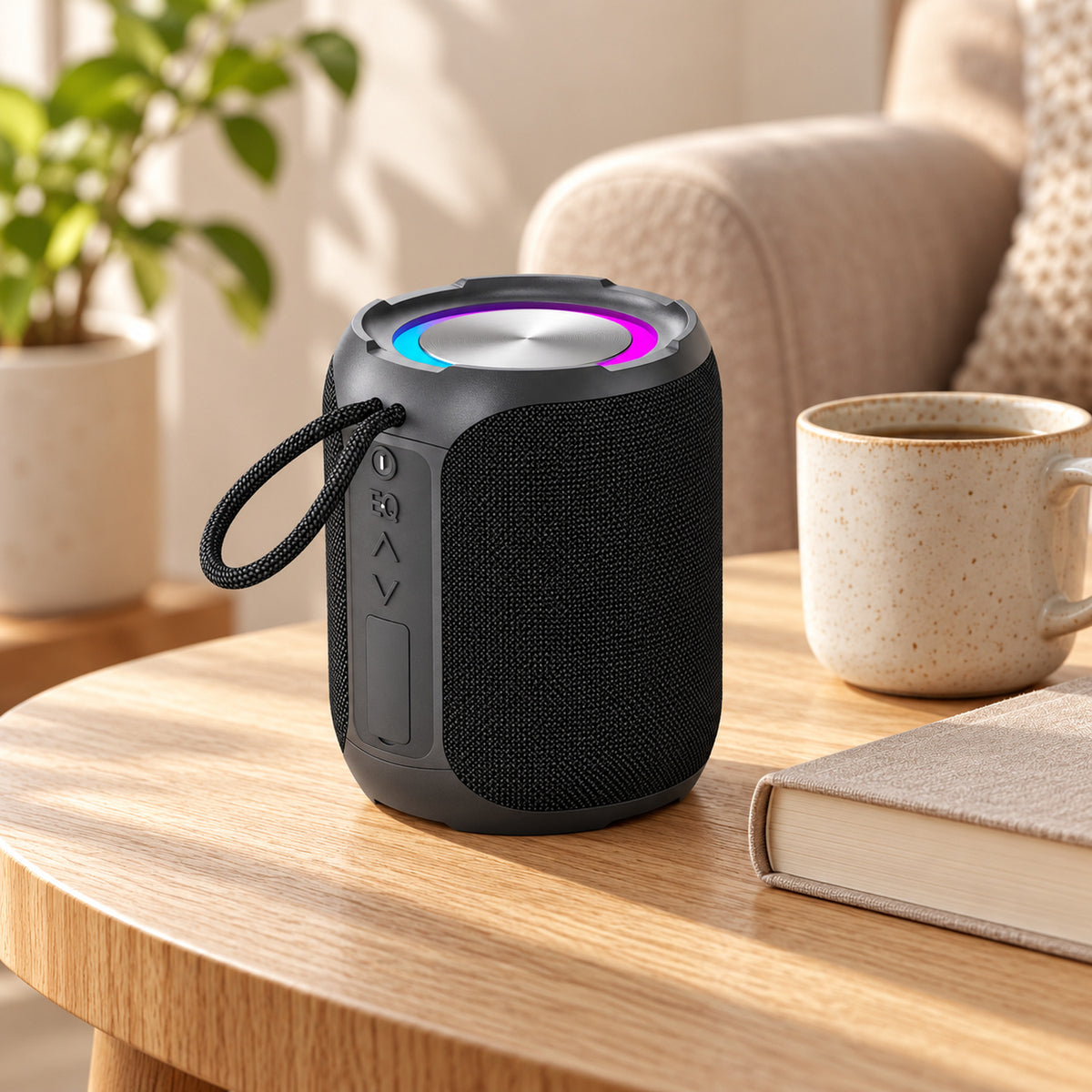 30W Portable Bluetooth Speaker with RGB Light and Carry Loop, Black